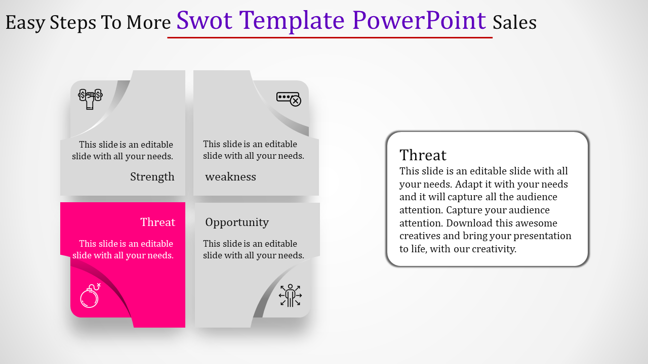 Interactive SWOT template PowerPoint and Google  slides